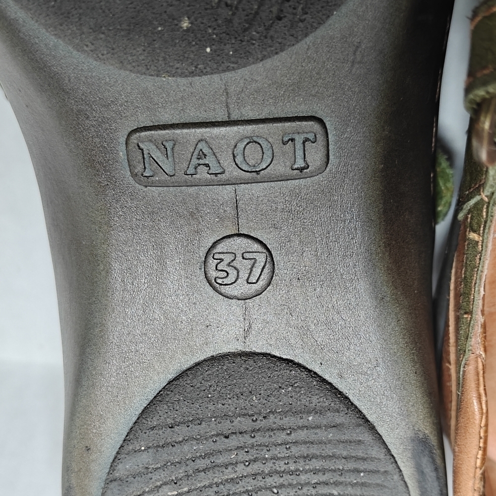 NAOT Minke Mary Jane Brown Olive Silver Leather Strap Women's Shoes Size 6 EU 37 - Picture 8 of 10